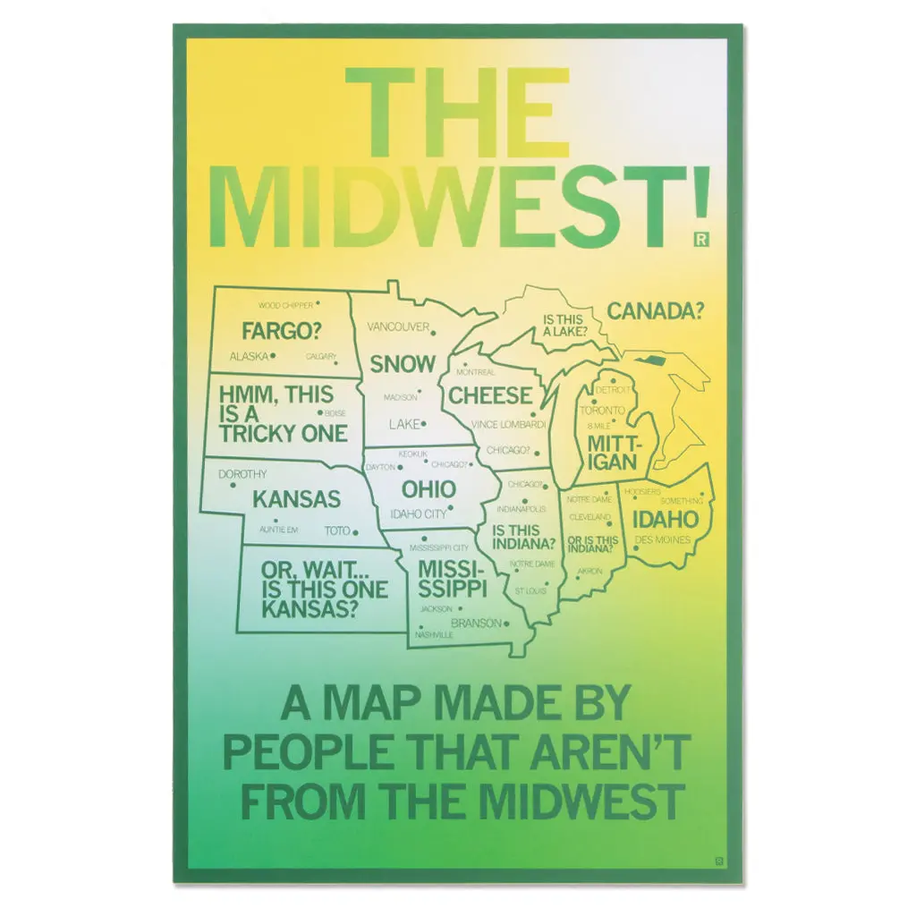 Midwest Map Green Poster 1