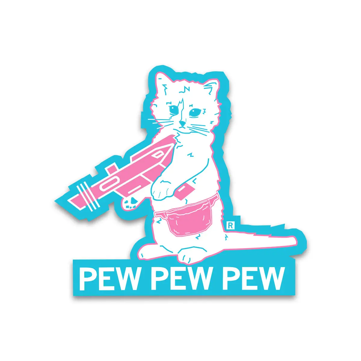 Trans Flag Pew Pew Pew Die-Cut Sticker 1