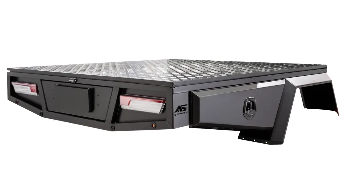 Aluminium Single Cab Tray With Trundle - 2400Mm - Matte Black 1
