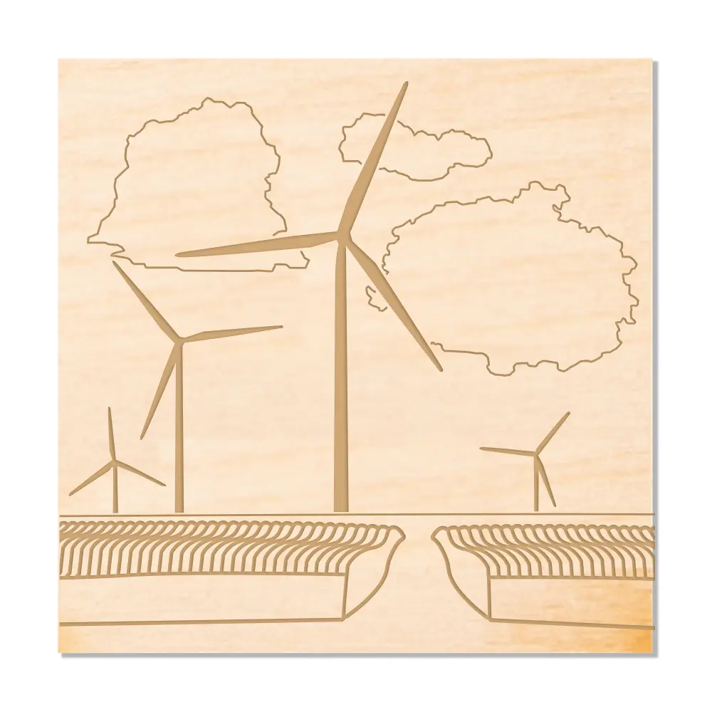 Wind Turbine Wood Coaster - Fields 1