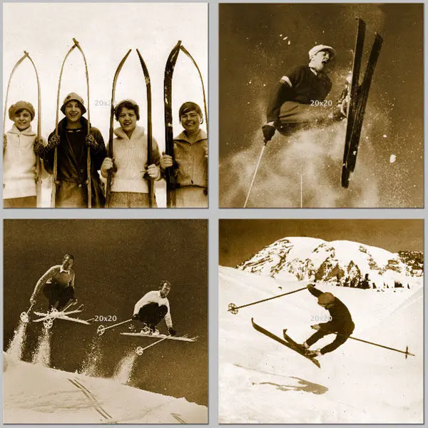 Vintage Ski Photo - 4 Square Collage 1