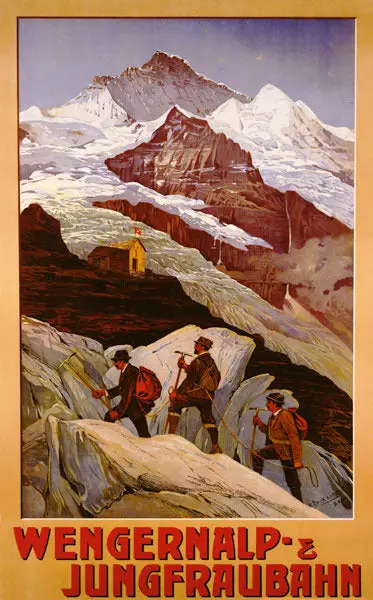 Vintage Poster - Swiss Climbing Wengernalp Jungfraubahn 1