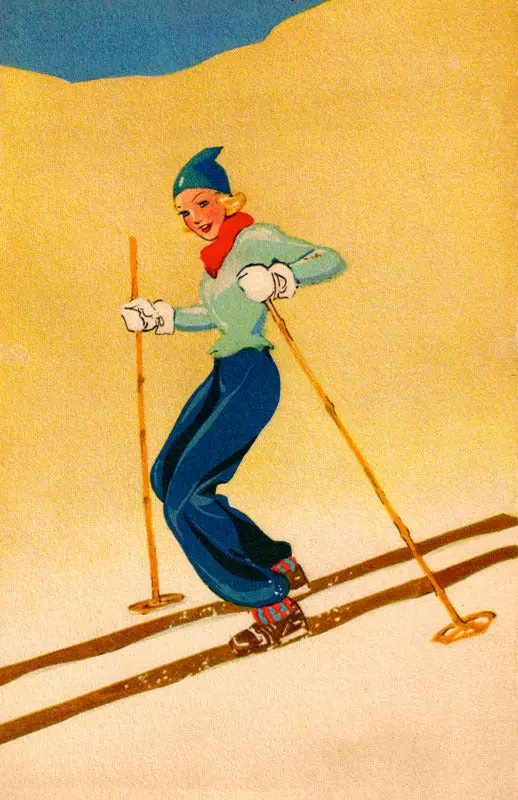 Vintage Swiss Ski Girl Poster 1