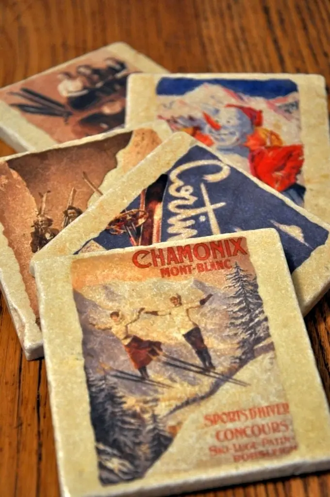 Vintage Marble Ski Coaster - Difficult Bank In Mid-Air 2