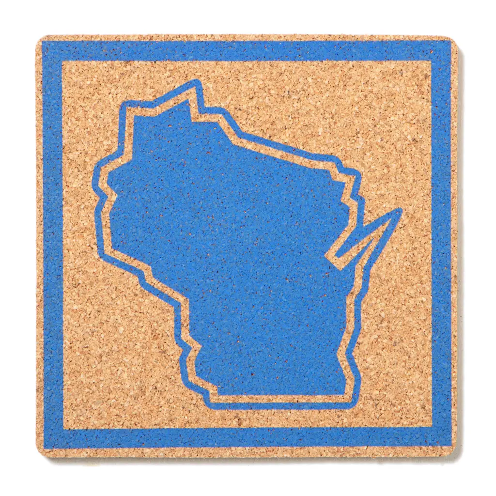 Wisconsin Outline Cork Coaster 1