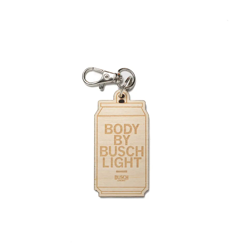 Body By Busch Light Wood Keychain 1
