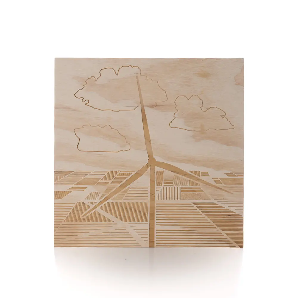 Wind Turbine Engraved Single Field Wall Art 1