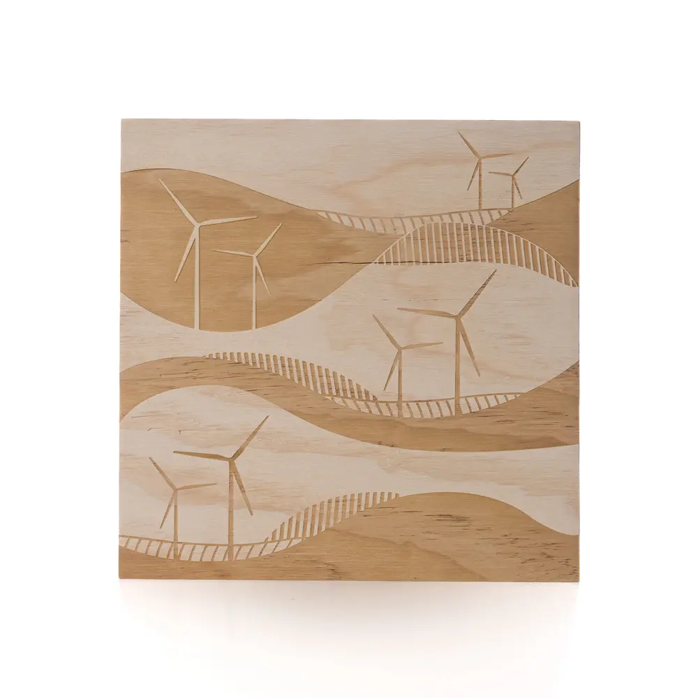 Wind Turbine Engraved Wavy Wall Art 1