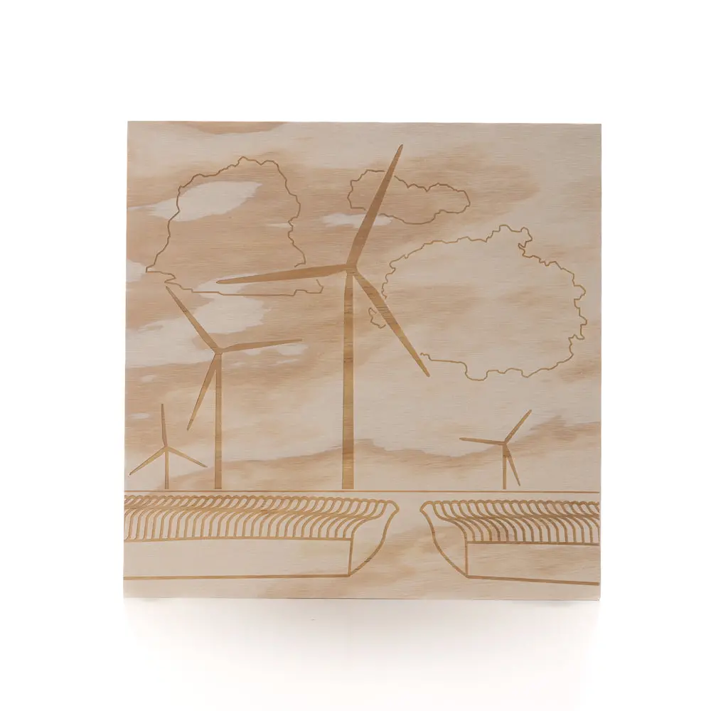 Wind Turbine Engraved Fields Wall Art 1