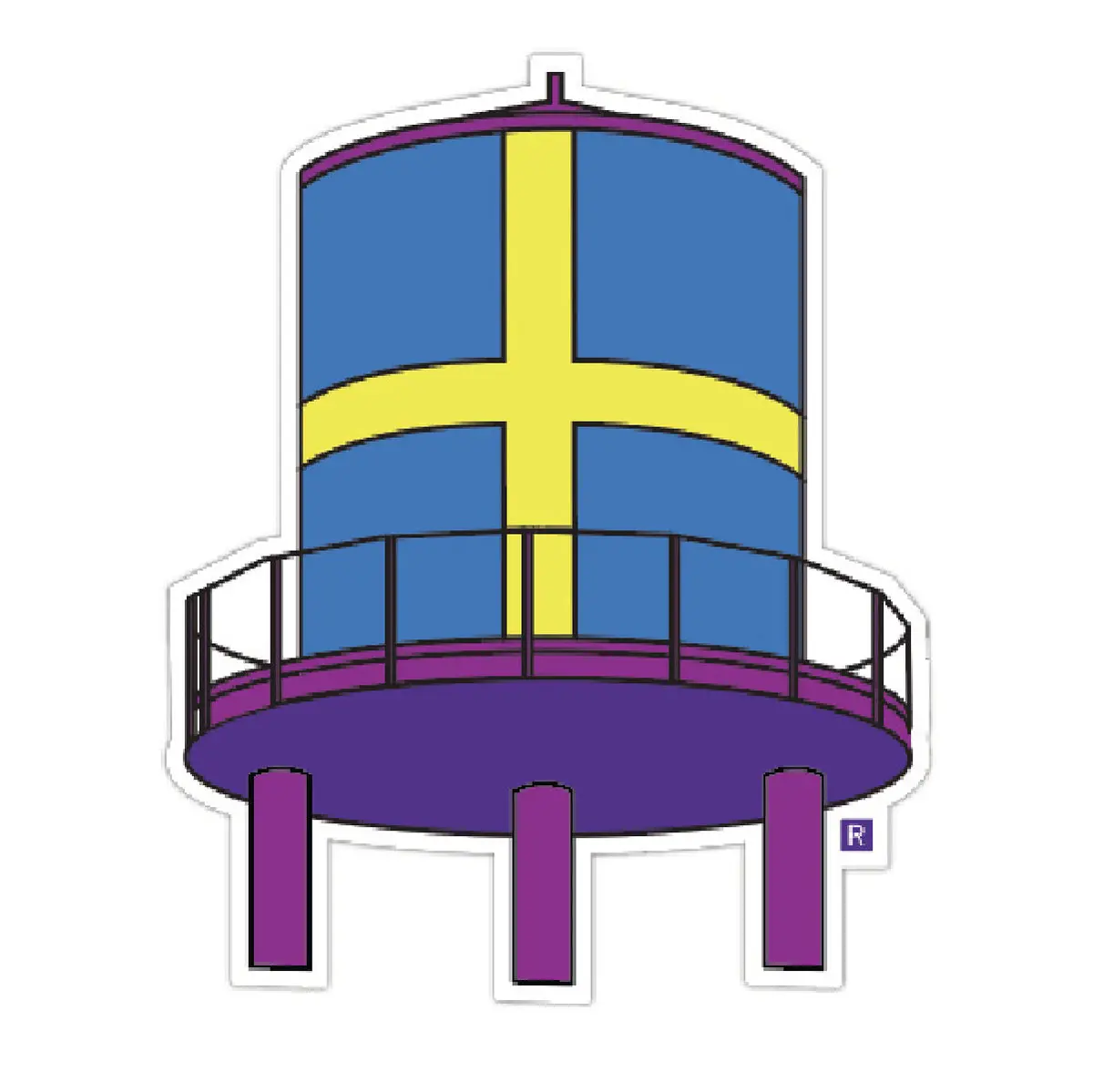 Swedish Flag Water Tower Die-Cut Sticker 1