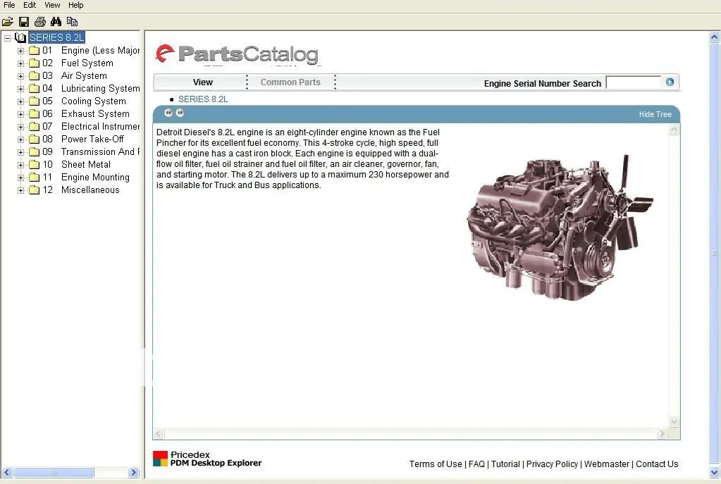 Detroit Diesel Engine Series 8.2L, 50, 55, 60, 2000, 4000 Parts Manual Epc Software All Models & SN Up To 2011 1