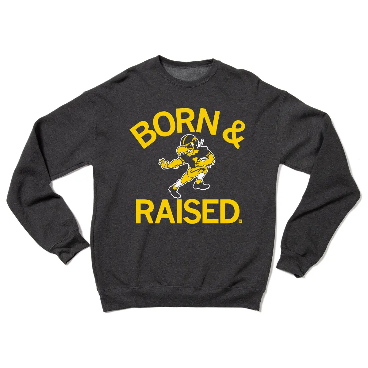 Hawkeyes Born & Raised Vintage Charcoal Crew Sweatshirt 2