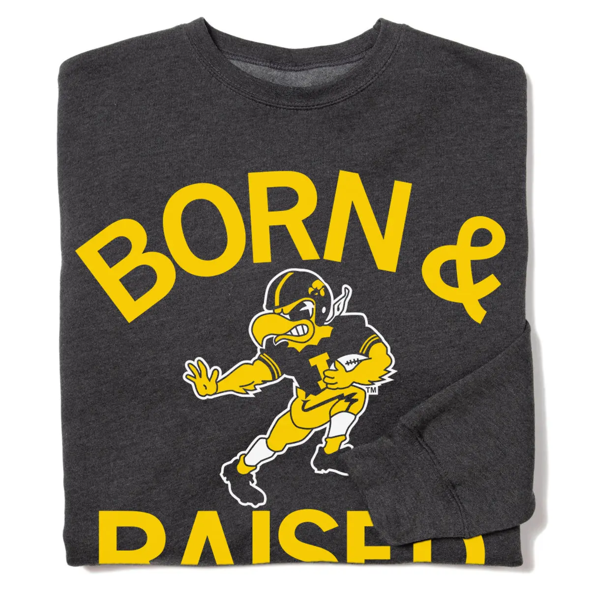 Hawkeyes Born & Raised Vintage Charcoal Crew Sweatshirt 1