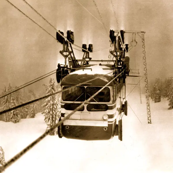 Vintage Ski Photo - Timberline Lodge Skiway Tram 1
