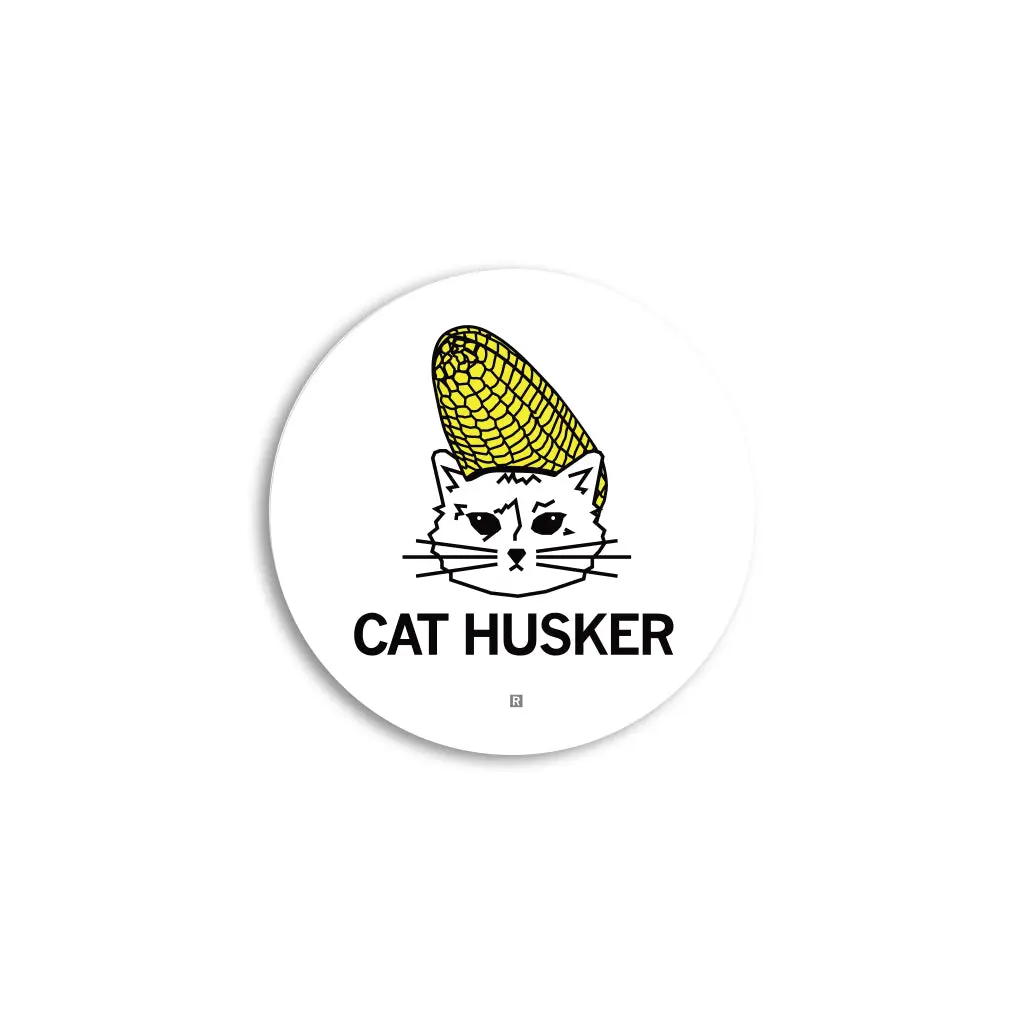 Cat Husker Mini Circle Sticker 1