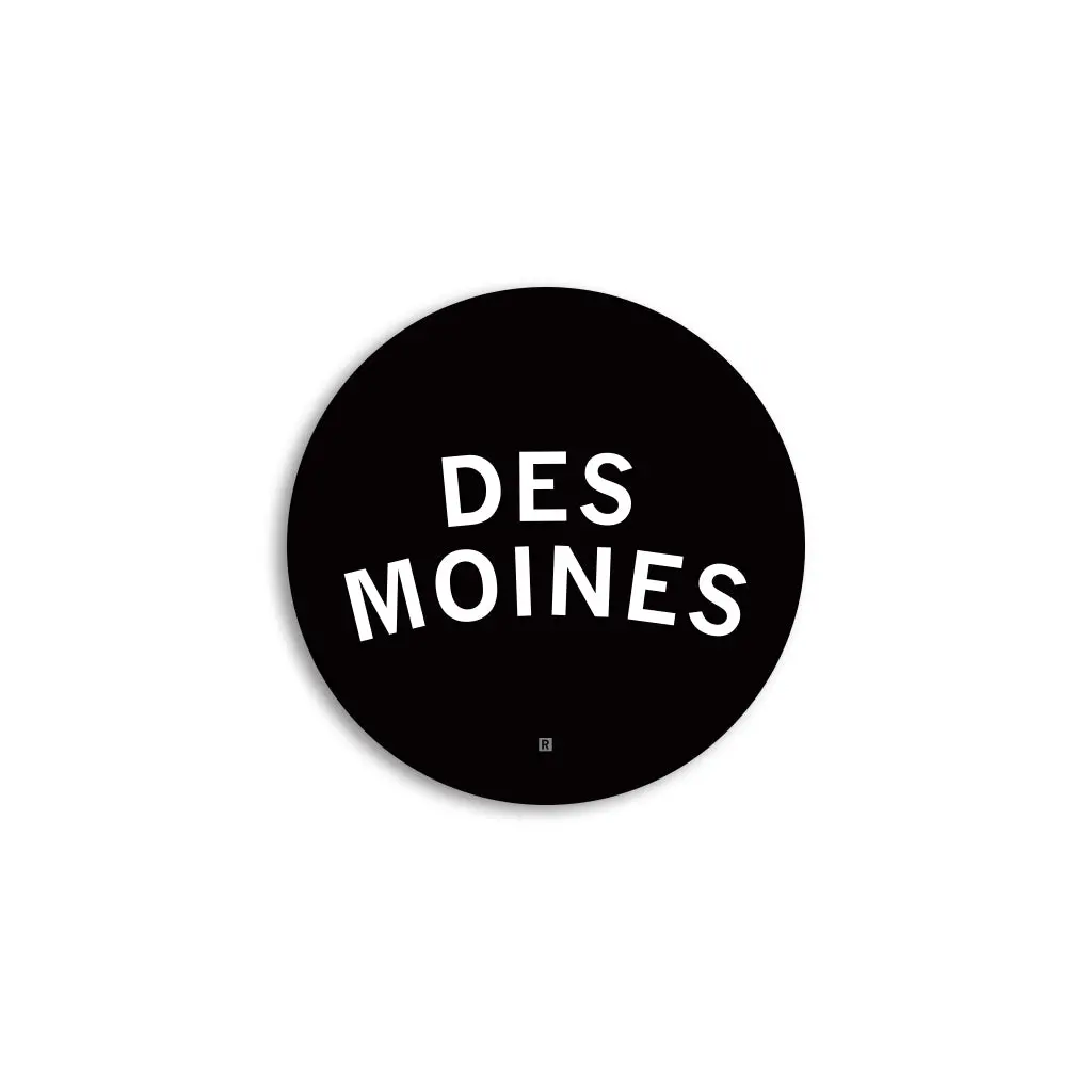 Des Moines Curved Logo Mini Circle Sticker 1