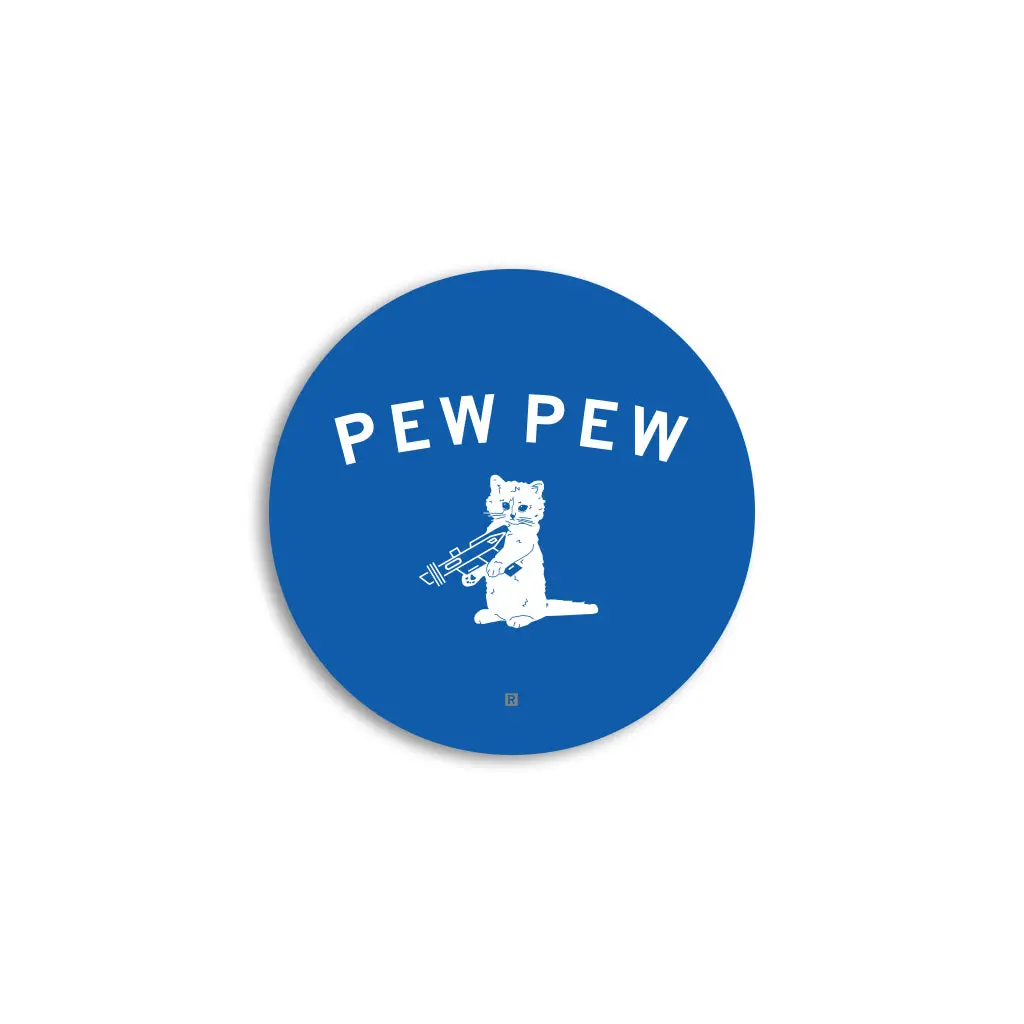 Pew Pew Curved Logo Mini Circle Sticker 1