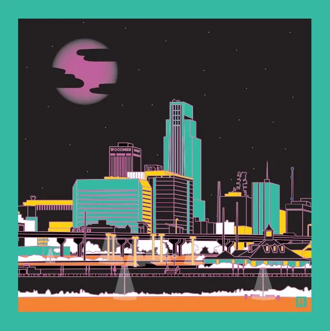Downtown Omaha Illustration Sticker 1