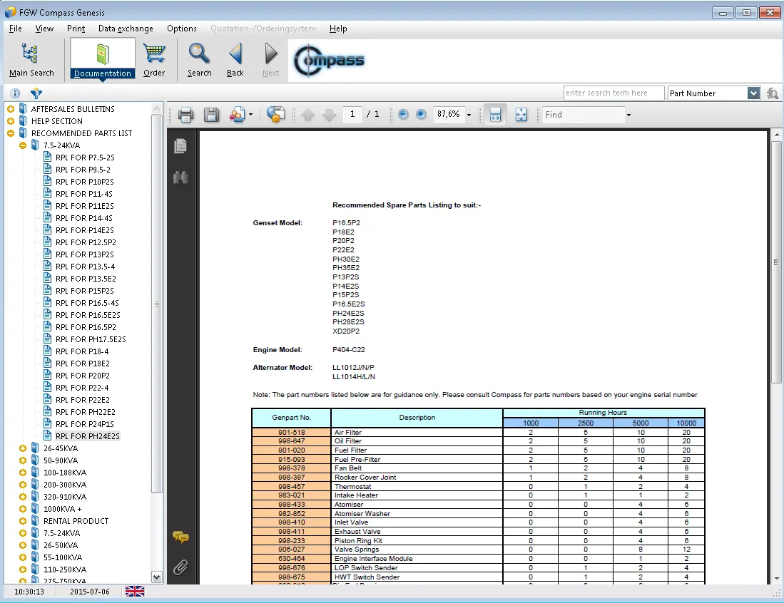 Fg Wilson Compass Genesis 2015 Full Parts Catalog (Epc) & Service Information Software 2