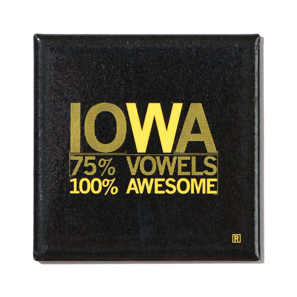 Iowa Vowels Metal Magnet - Black 1