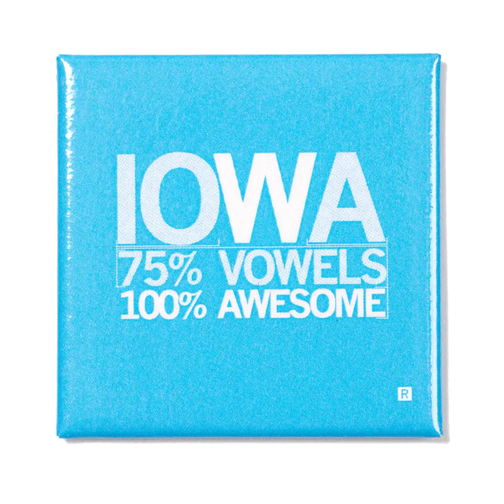 Iowa Vowels Metal Magnet - Blue 1