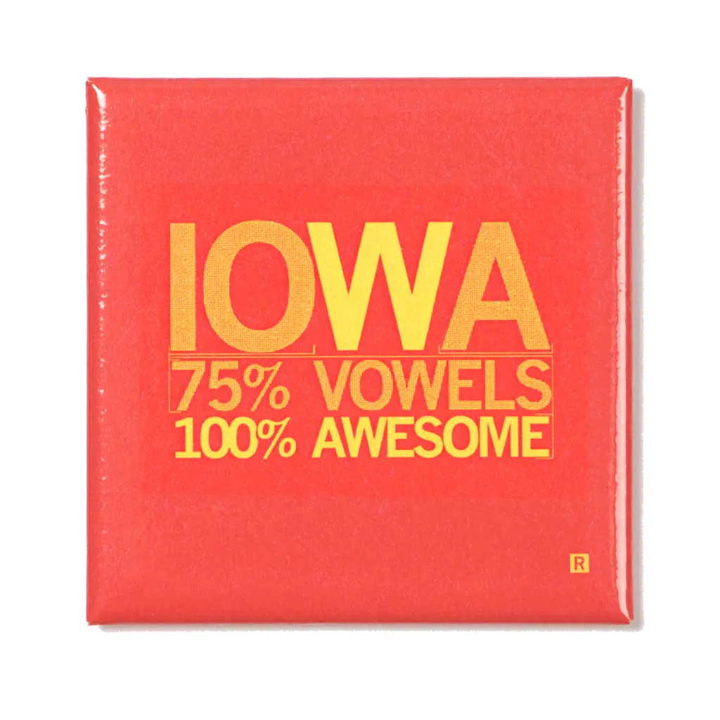 Iowa Vowels Metal Magnet - Red 1