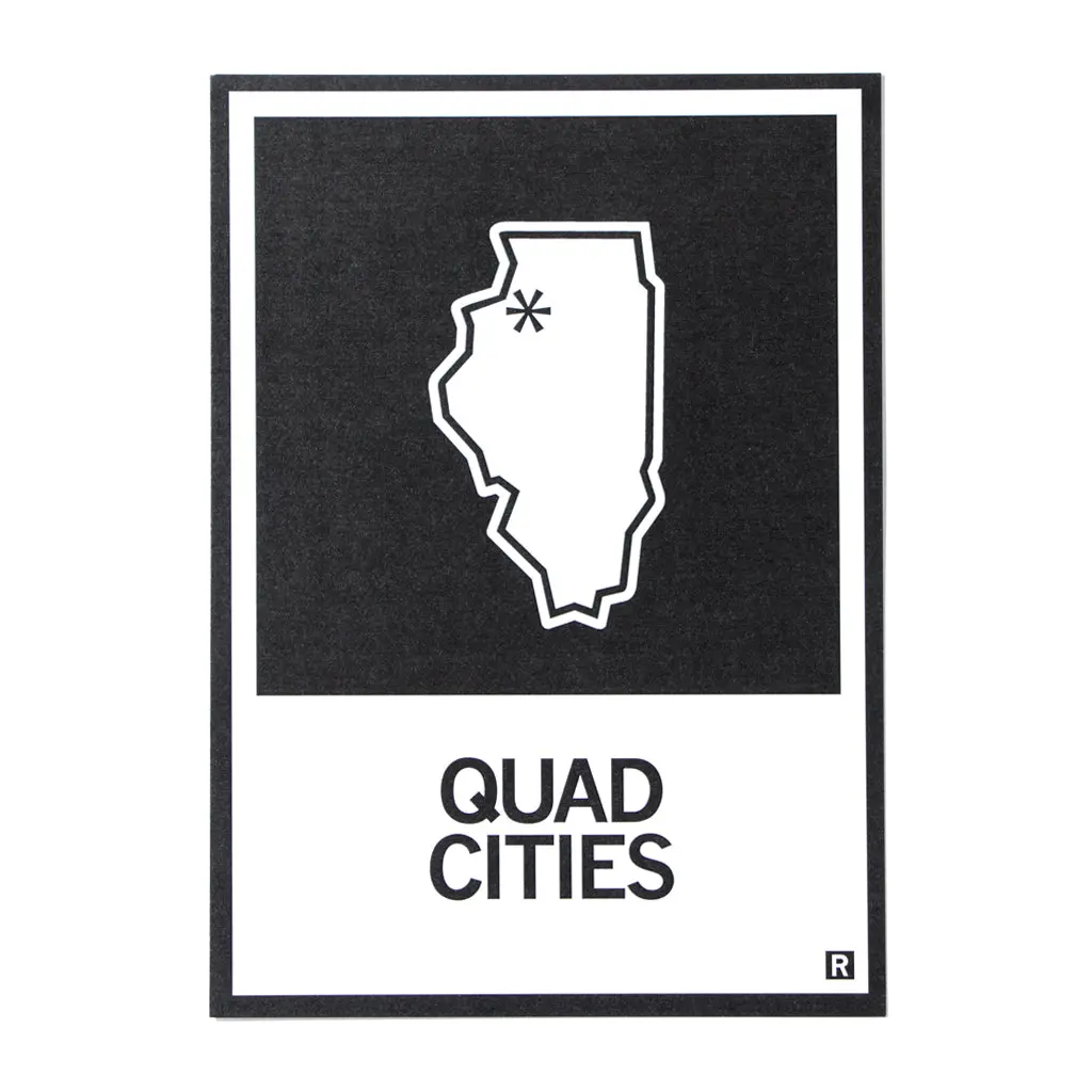 Quad Cities, Illinois Outline Postcard 1