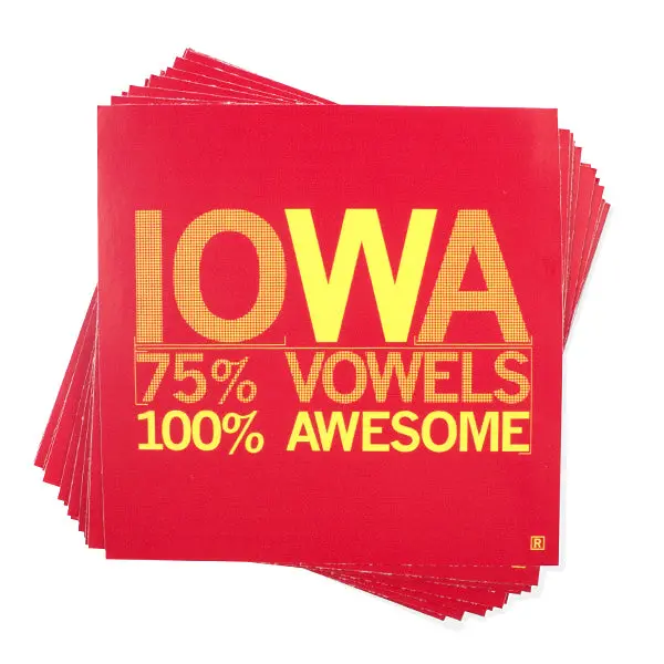 Iowa Vowels Sticker - Red 1