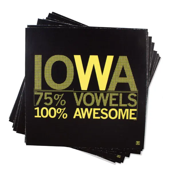 Iowa Vowels Sticker - Black 1