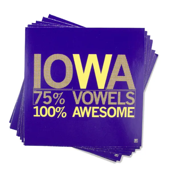Iowa Vowels Sticker - Purple 1
