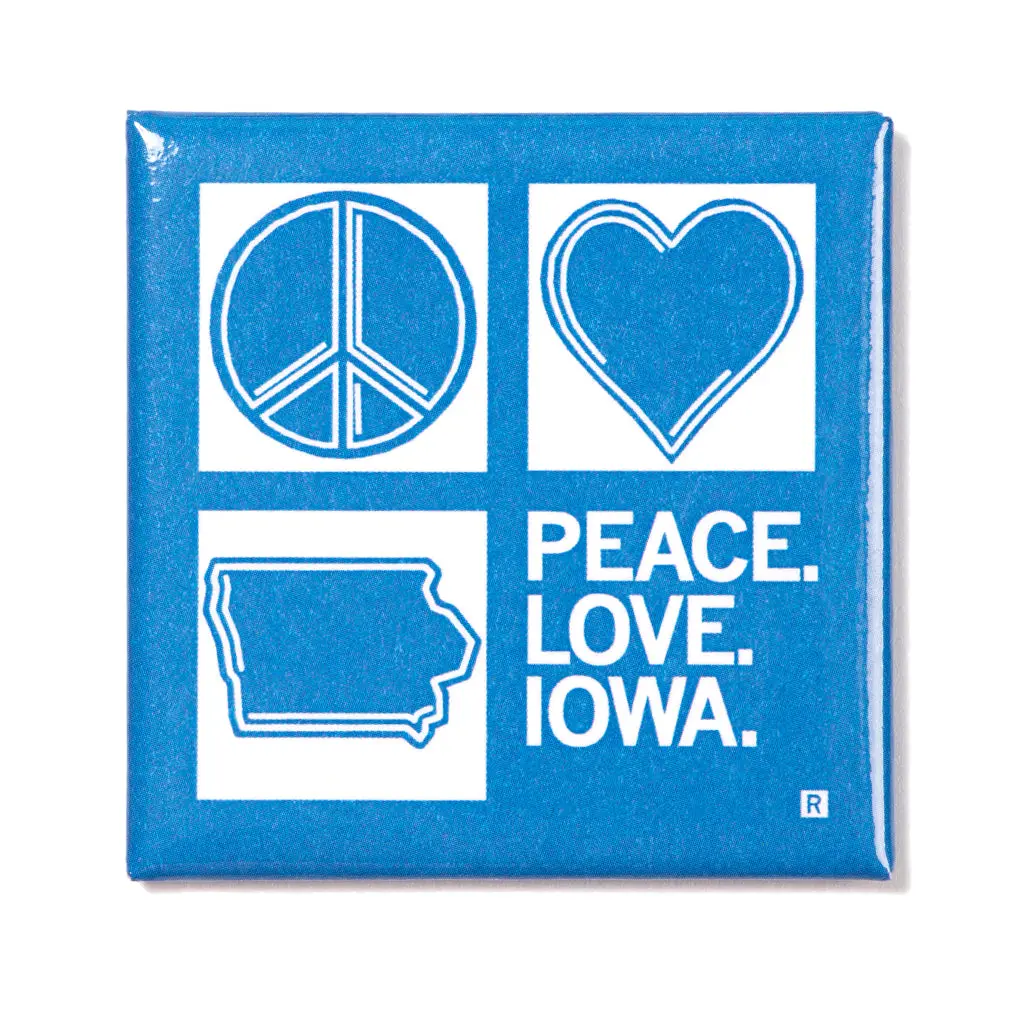 Peace Love Iowa Metal Magnet 1