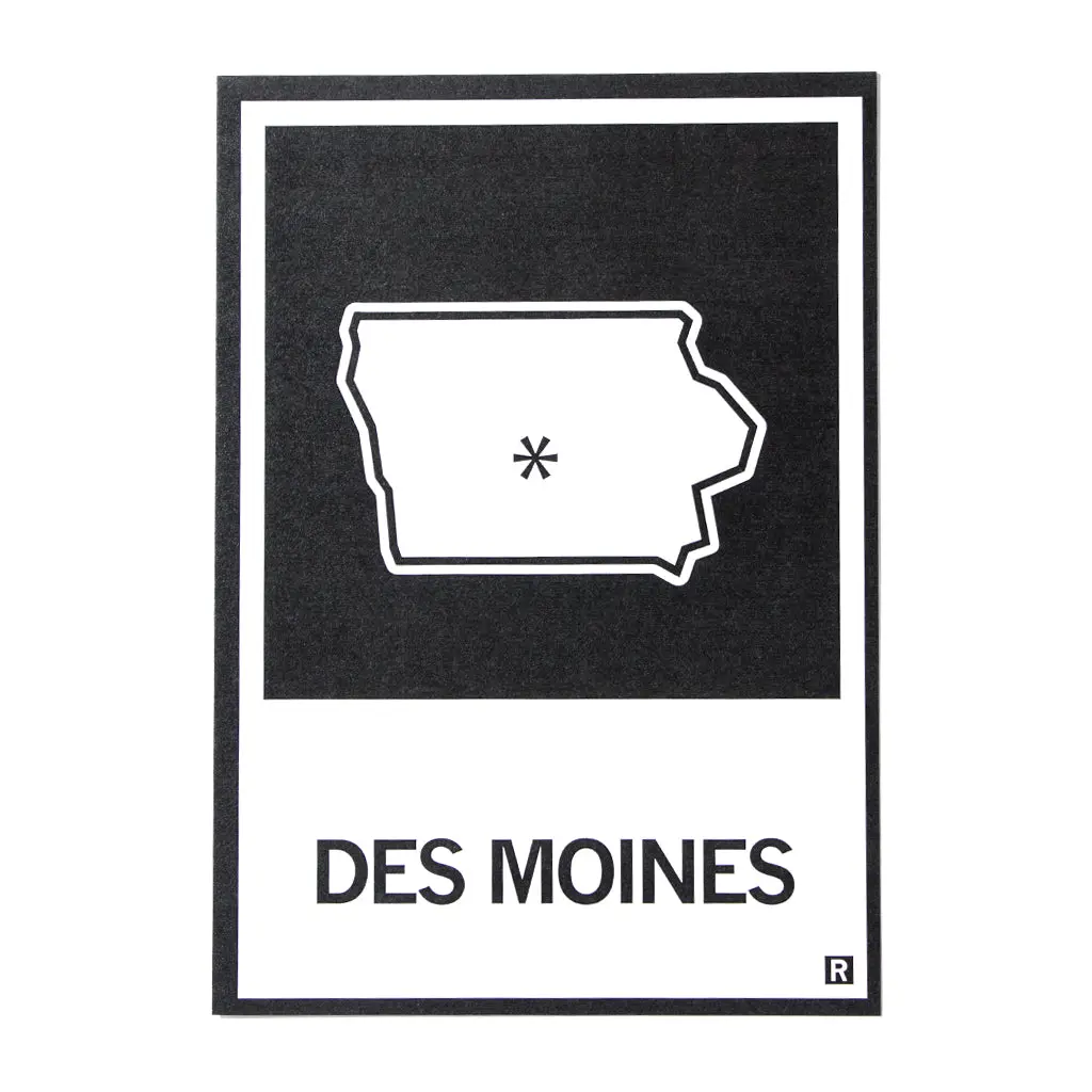 Des Moines, Iowa Outline Postcard 1