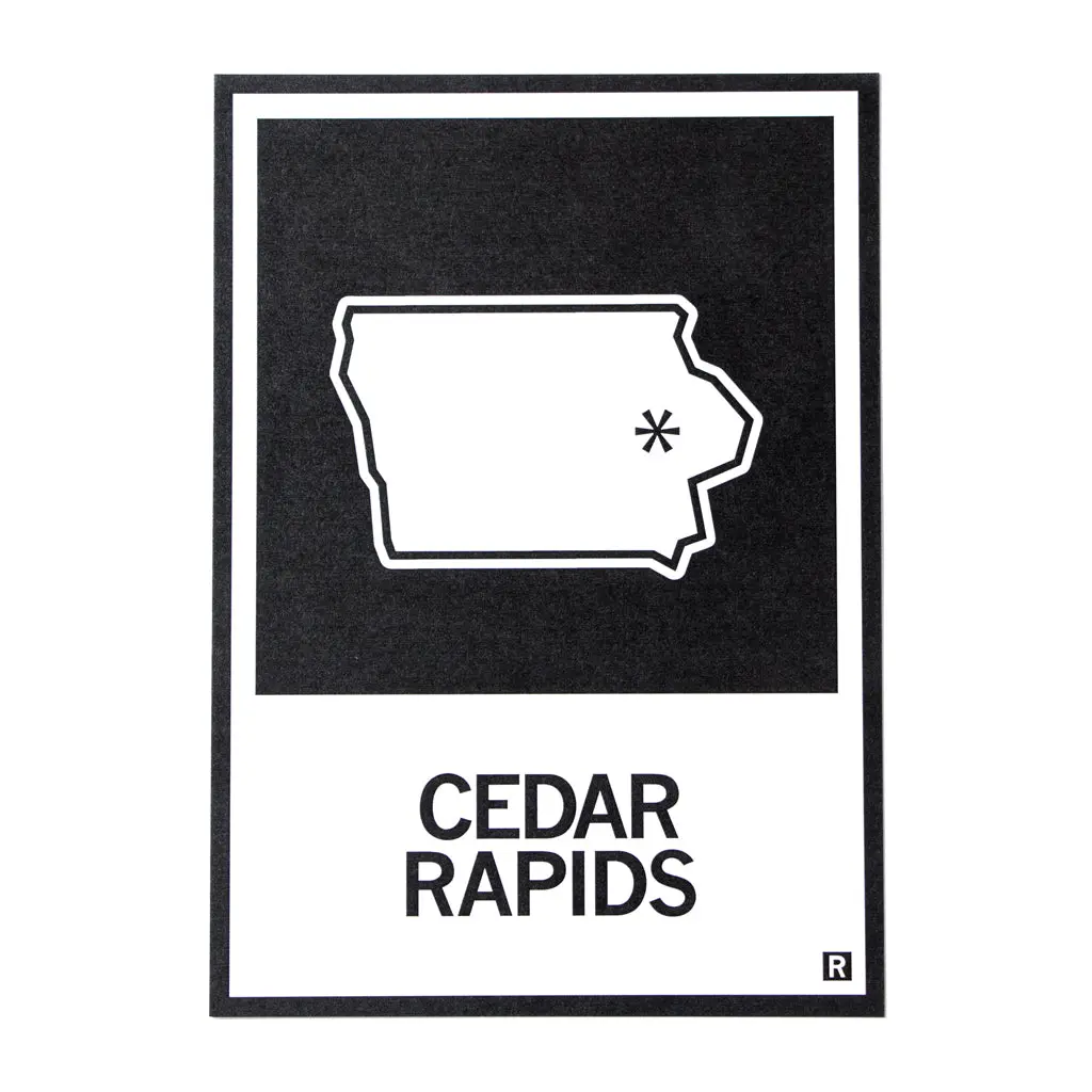 Cedar Rapids, Iowa Outline Postcard 1