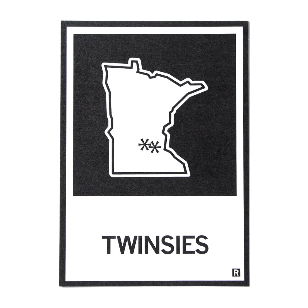 Twinsies, Minnesota Outline Postcard 1