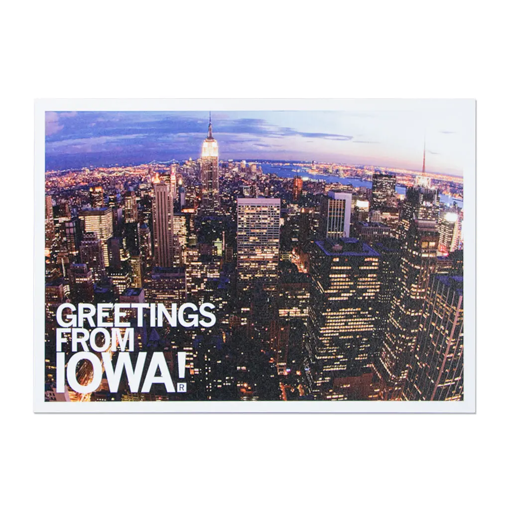 Greetings Iowa Skyline Postcard 1