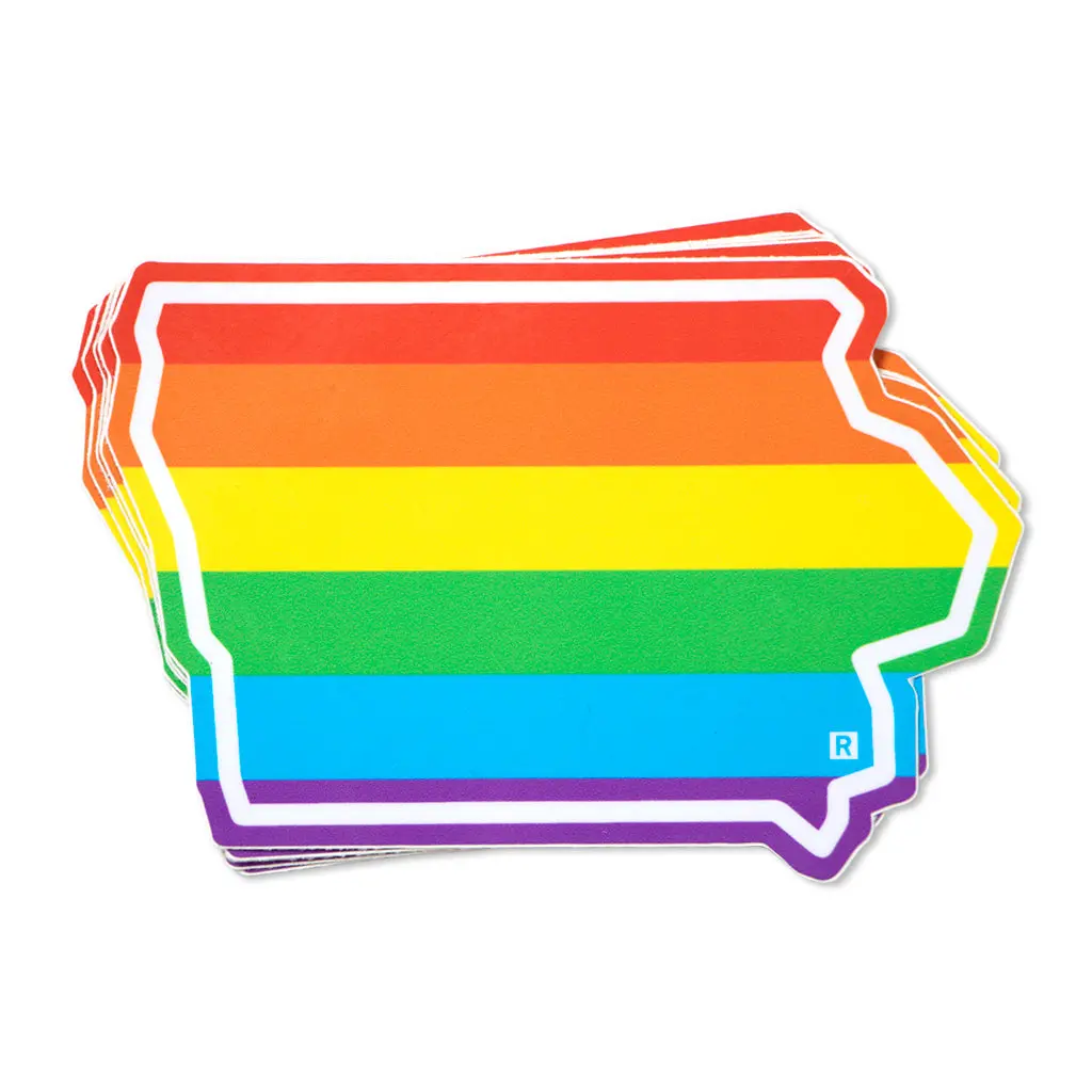 Rainbow Iowa Outline Die-Cut Sticker 1