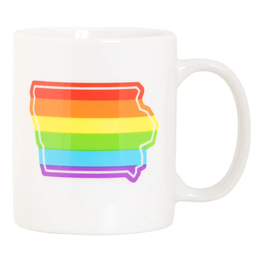 Rainbow Iowa Outline Mug 1