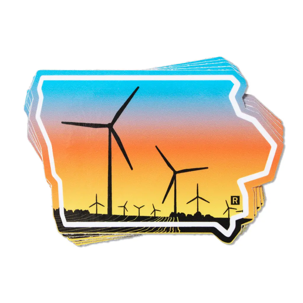 Iowa Wind Turbine Full Color Die-Cut Sticker 1