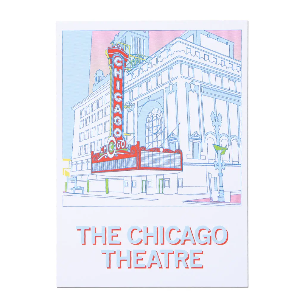 Chicago Theatre Illustration Postcard 1