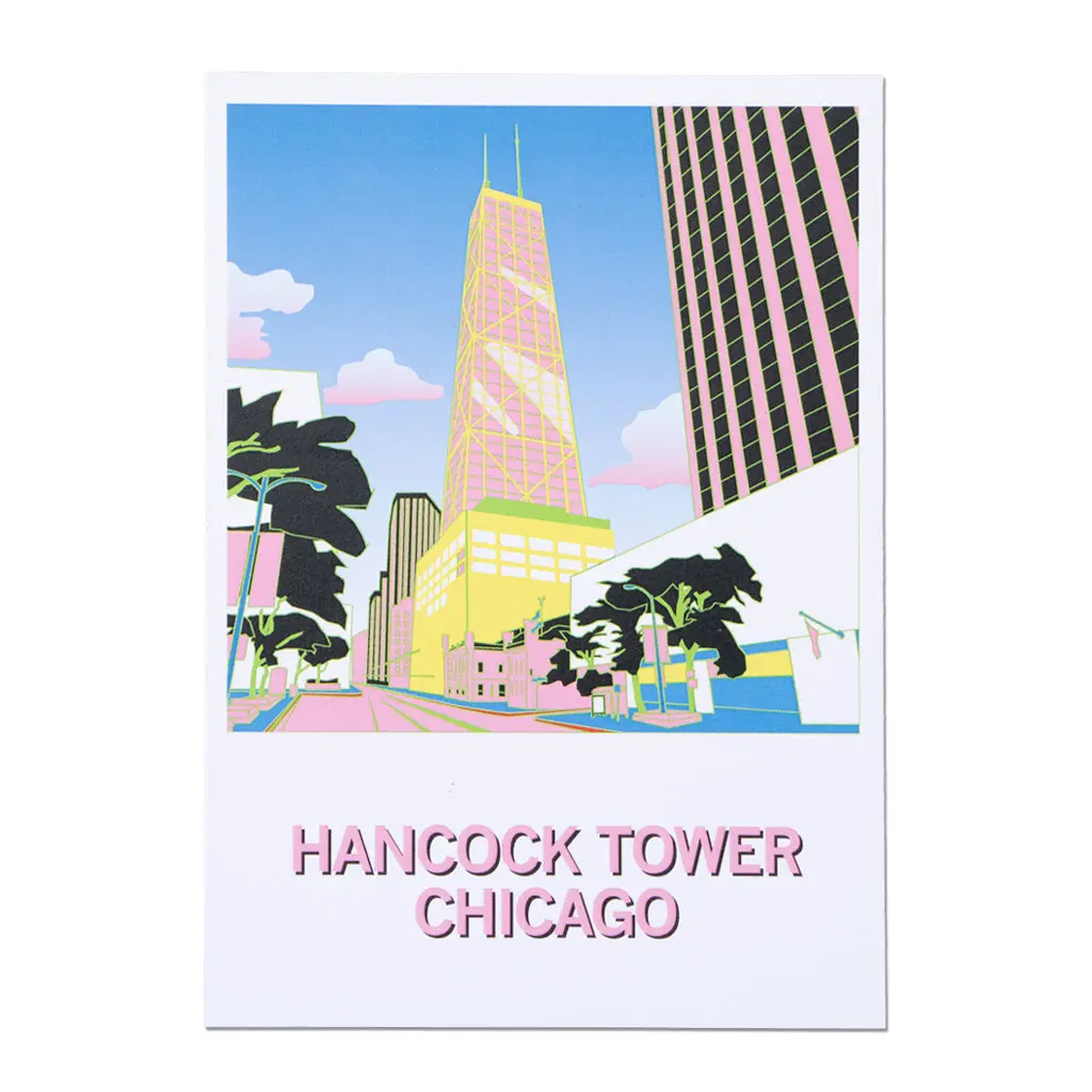 Hancock Building Illustration Postcard 1