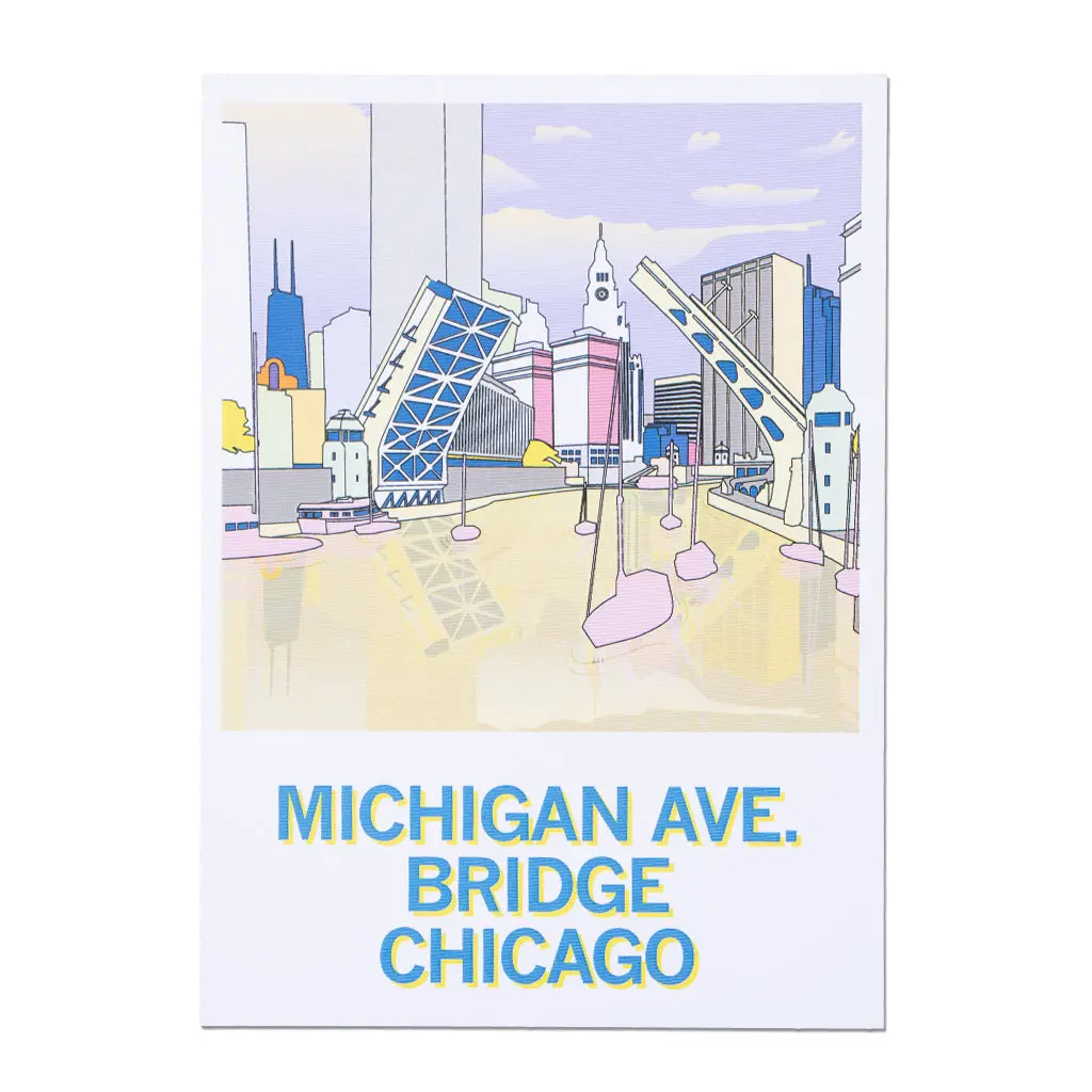 Michigan Avenue Bridge Illustration Postcard 1