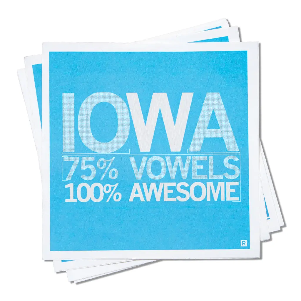 Iowa Vowels Sticker - Blue 1