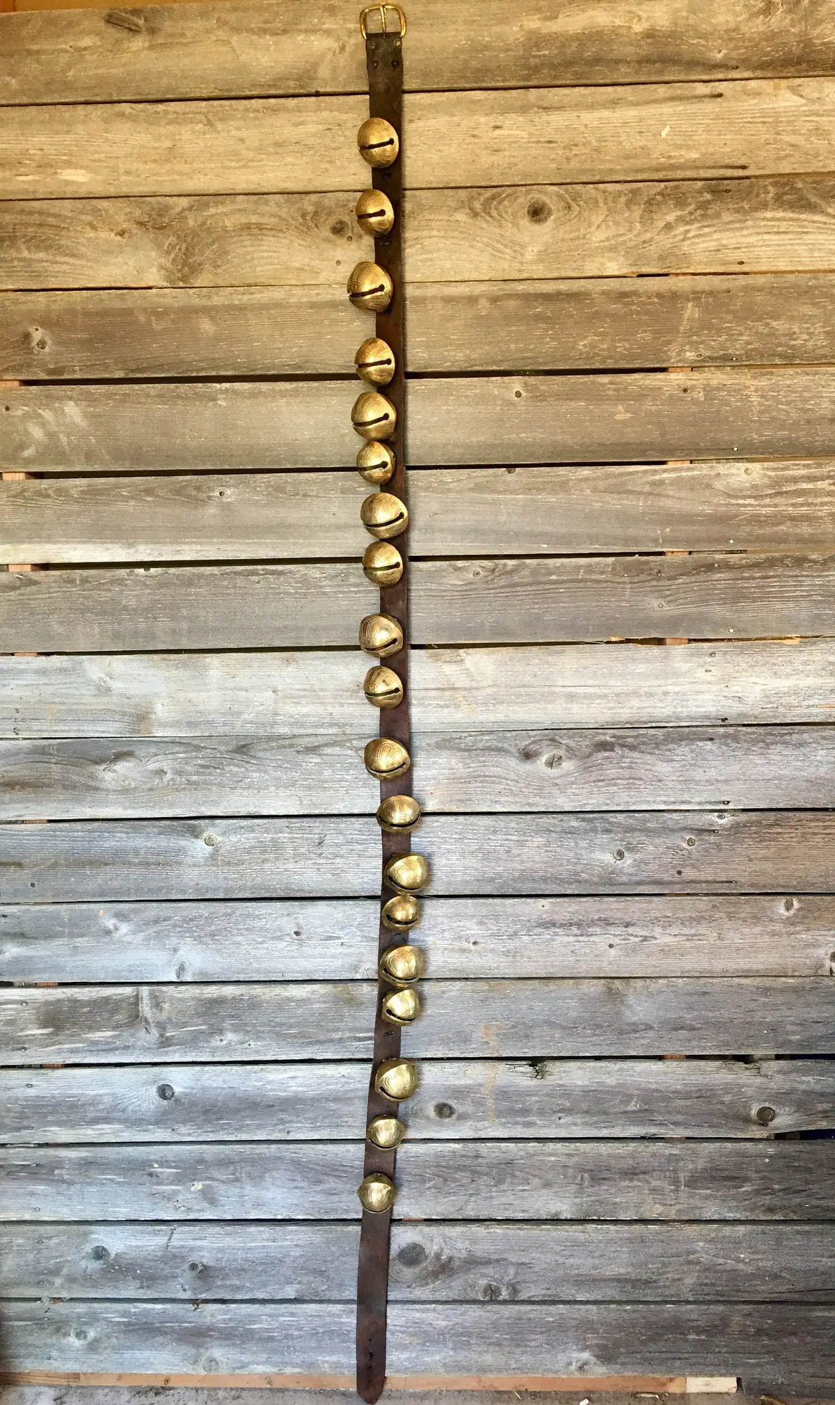 Sleigh Bells - Strap Of 19 Bells Attached To 90 Inch Vintage Leather Strap 1