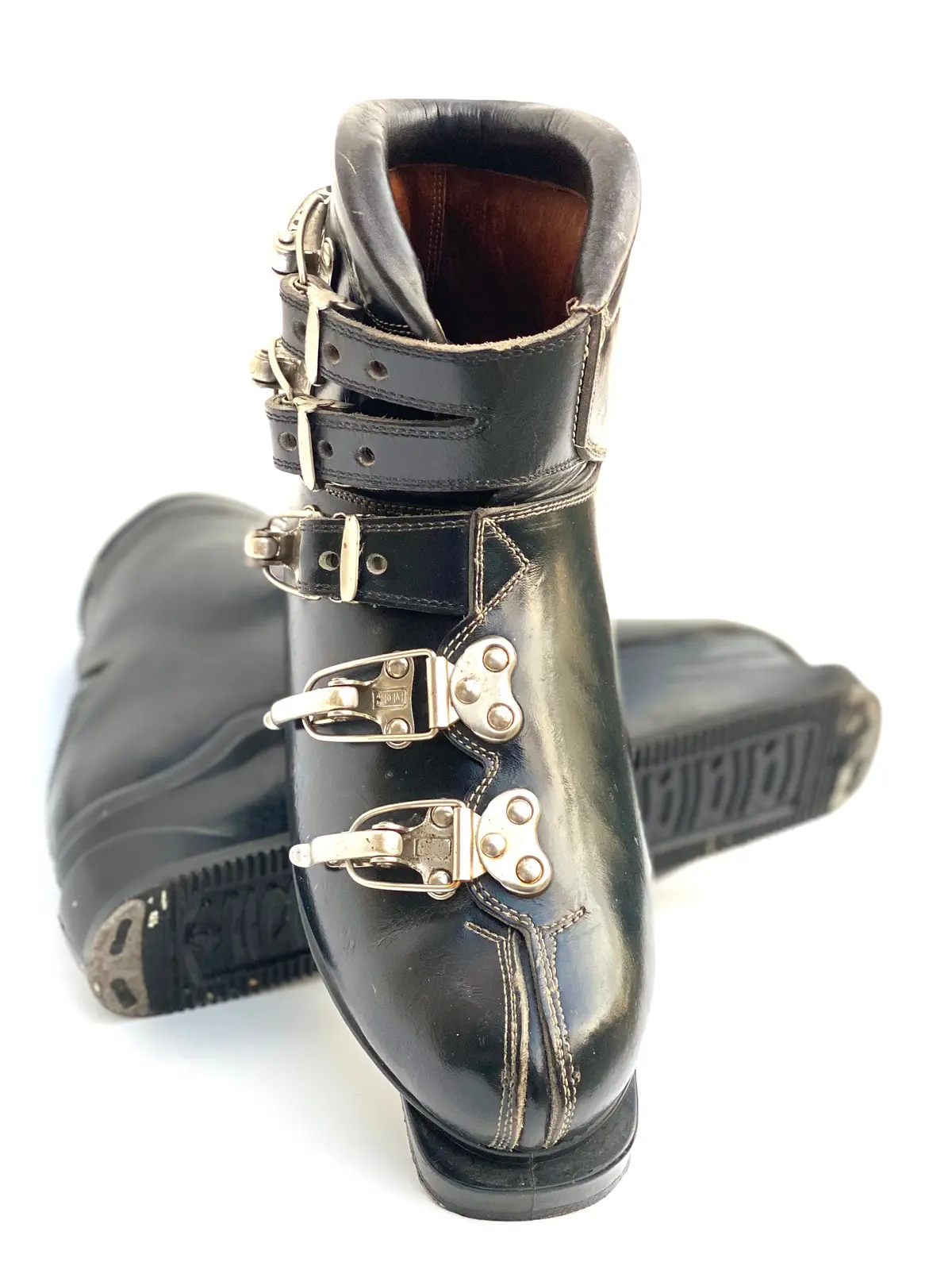 Vintage Treviso Leather And Metal Everest Buckle Ski Boots 1