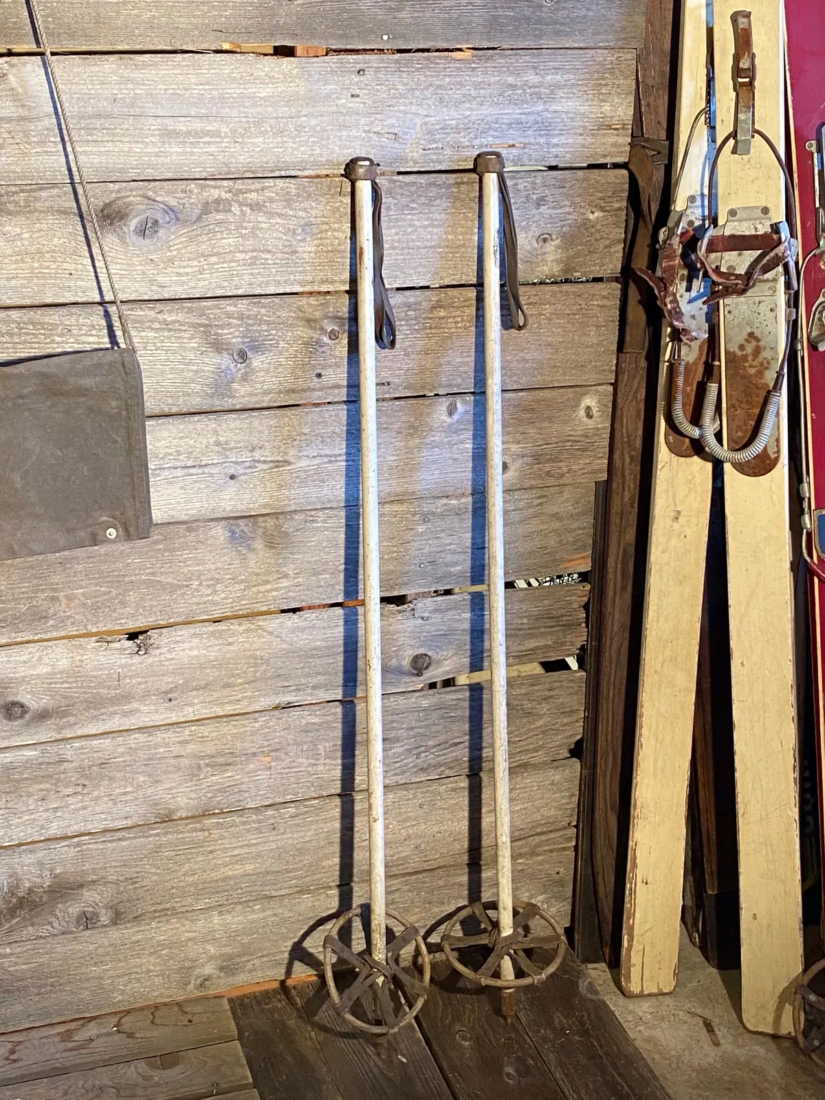 Vintage Military White Ski Poles 2