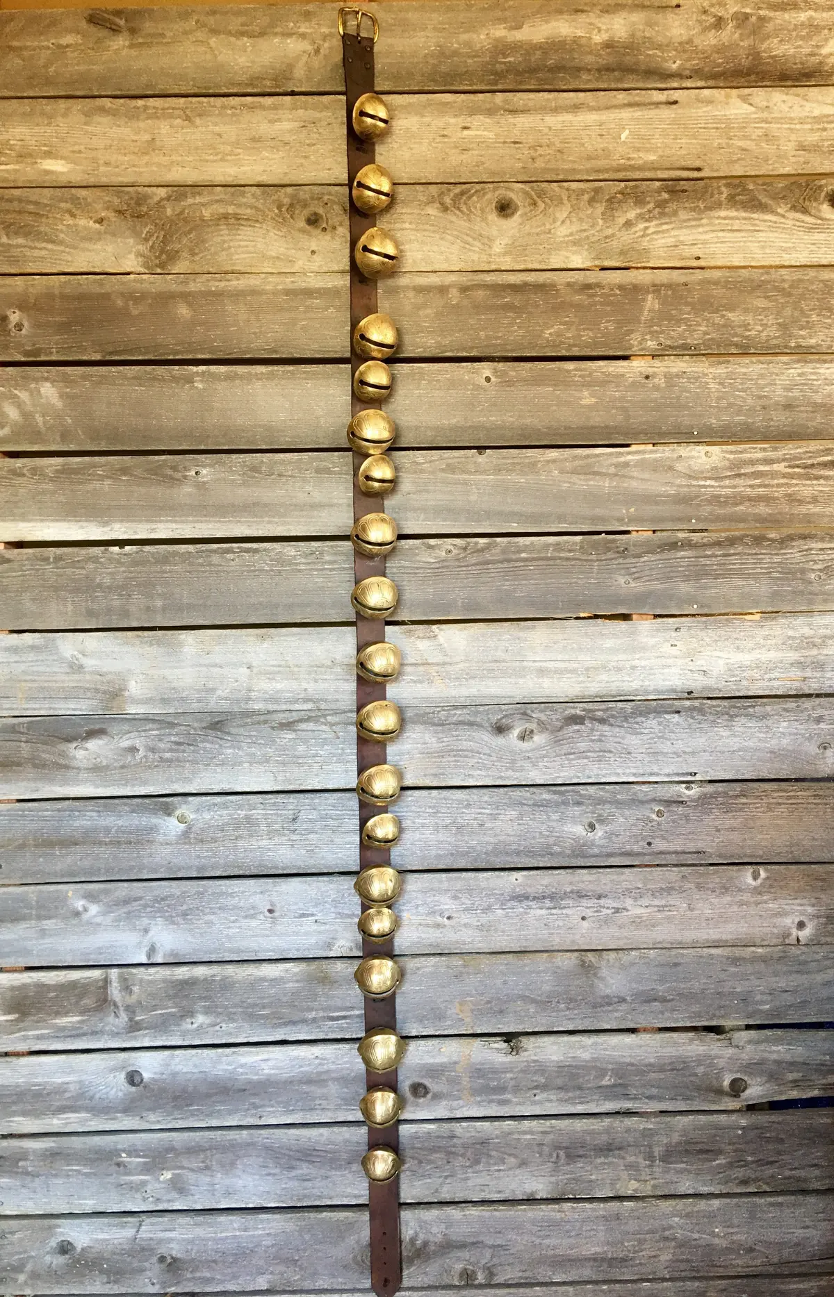 Sleigh Bells - Strap Of 19 Bells Attached To 84 In Vintage Leather Strap 1