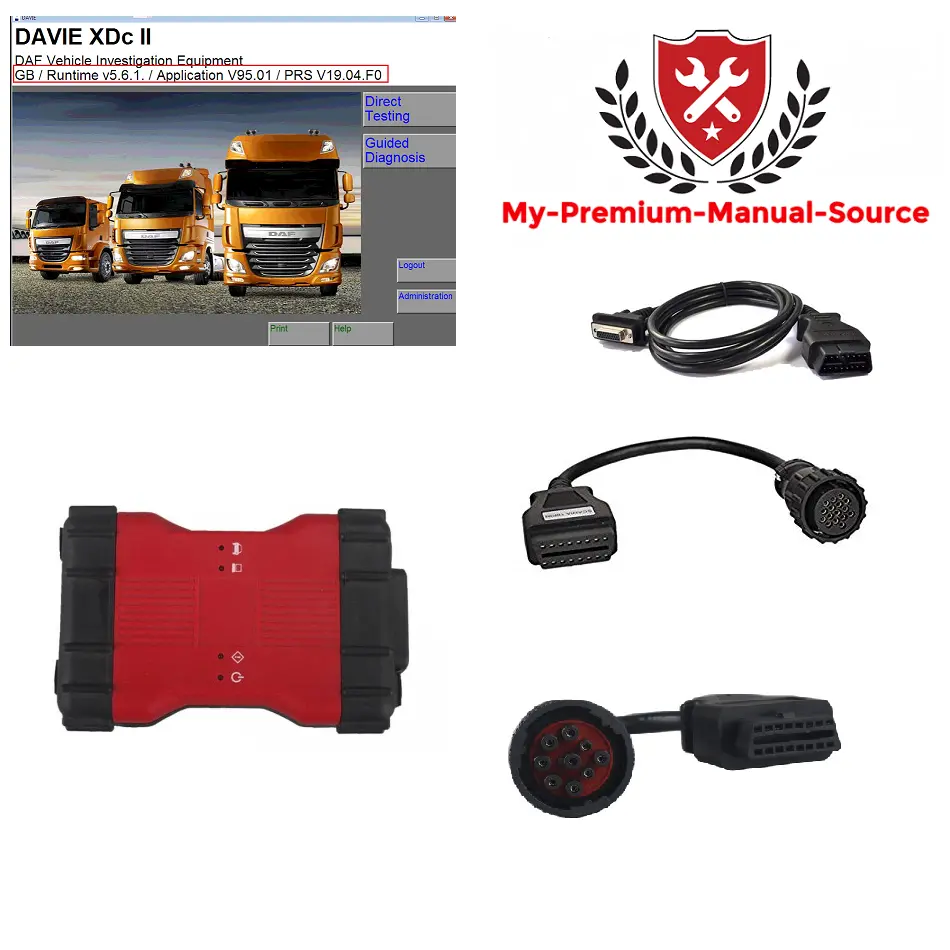 Daf / Paccar Vci 2 Interface & Davie Software Kit 2018 - Diagnostic Adapter- Include Latest Davie Xdc Ii  ! Full Online Installation & Support ! 1