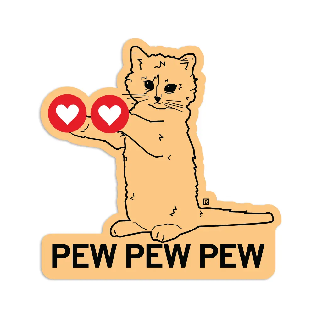 Pew Pew Pew Hearts Die-Cut Sticker 1