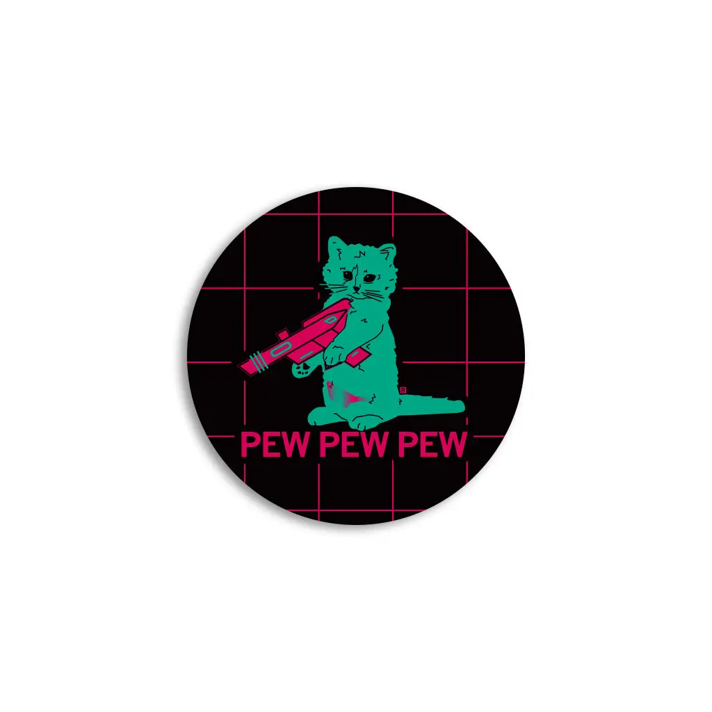 Pew Pew Pew Vaporwave Mini Circle Sticker 1
