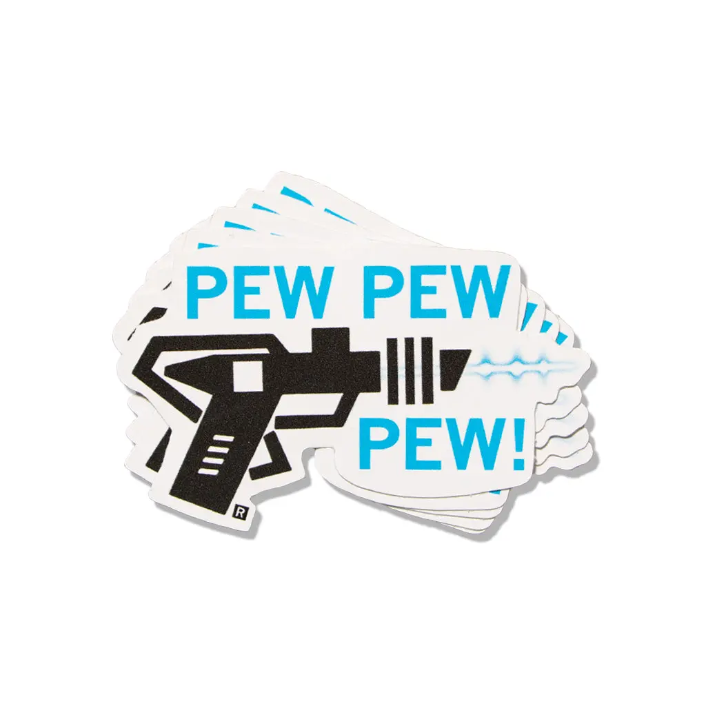 Pew Pew Pew Bold Gun Logo Die-Cut Sticker 1